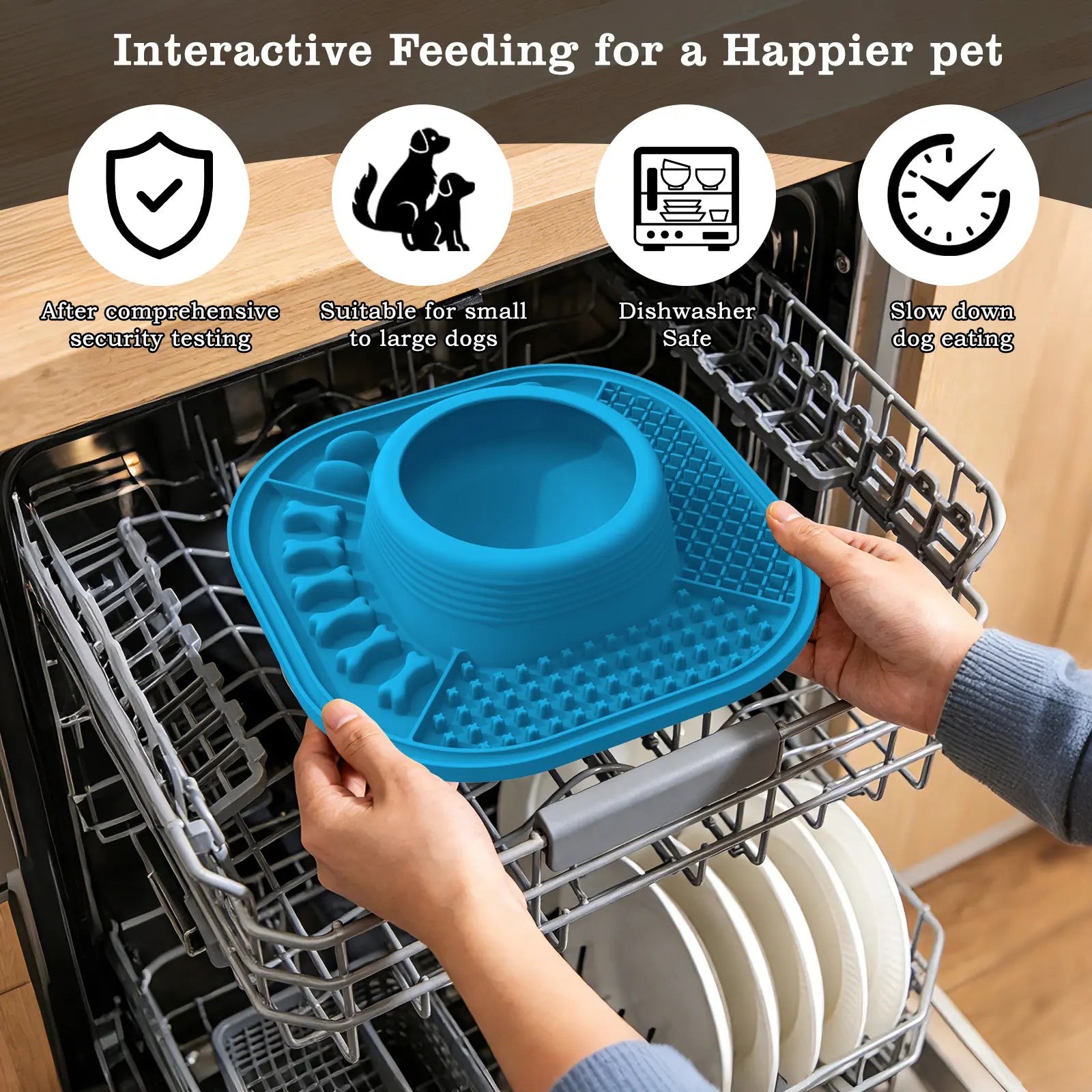 Pawlove Dog Food Slow Feeder Bowl - Anti-Slip Rubber Ball-In Design, 3/4 Cup Neater Feeder, Food-Grade, Curbs Splash Mess, Dishwasher Safe for Liquid Treats/Bone Broth, Puppy Anxiety Relief/Post-Op Feeding | Pet Supplies