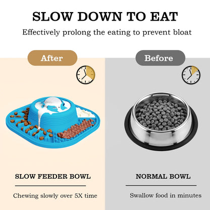 Pawlove Dog Food Slow Feeder Bowl - Anti-Slip Rubber Ball-In Design, 3/4 Cup Neater Feeder, Food-Grade, Curbs Splash Mess, Dishwasher Safe for Liquid Treats/Bone Broth, Puppy Anxiety Relief/Post-Op Feeding | Pet Supplies